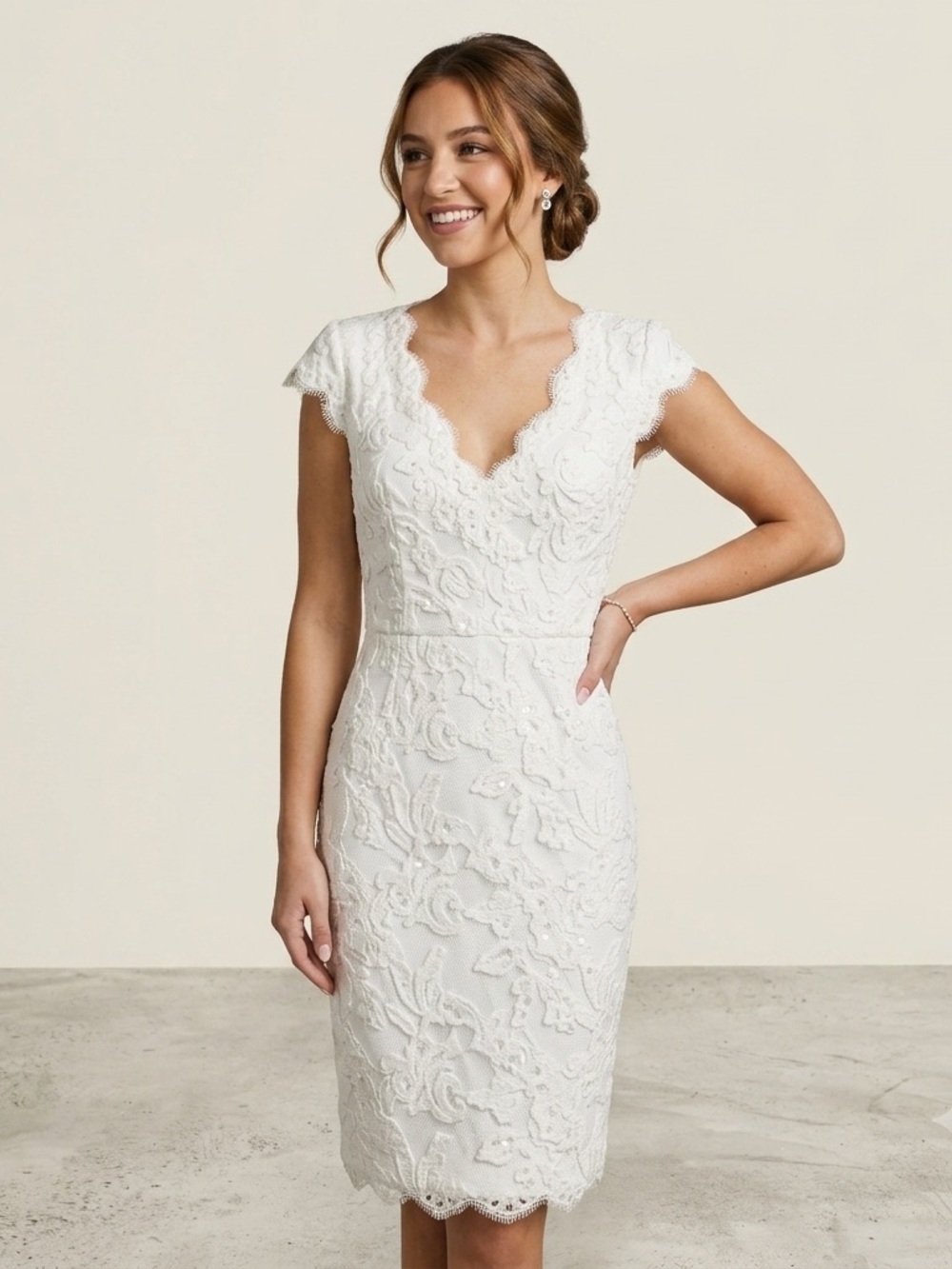 Tadashi Shoji Embroidered Lace Sequin Dress